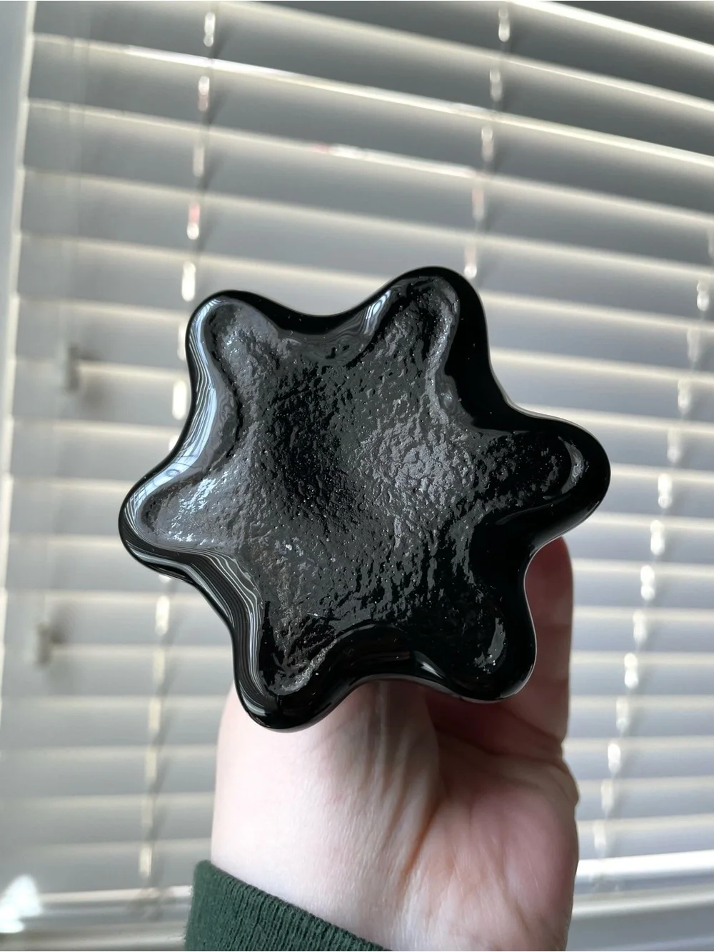 Vintage black glass twist bud vase minimalist